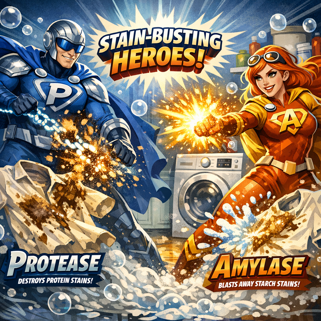 Enzymatic Stain Removal: The Science of Protease and Amylase in Laundry Chemicals