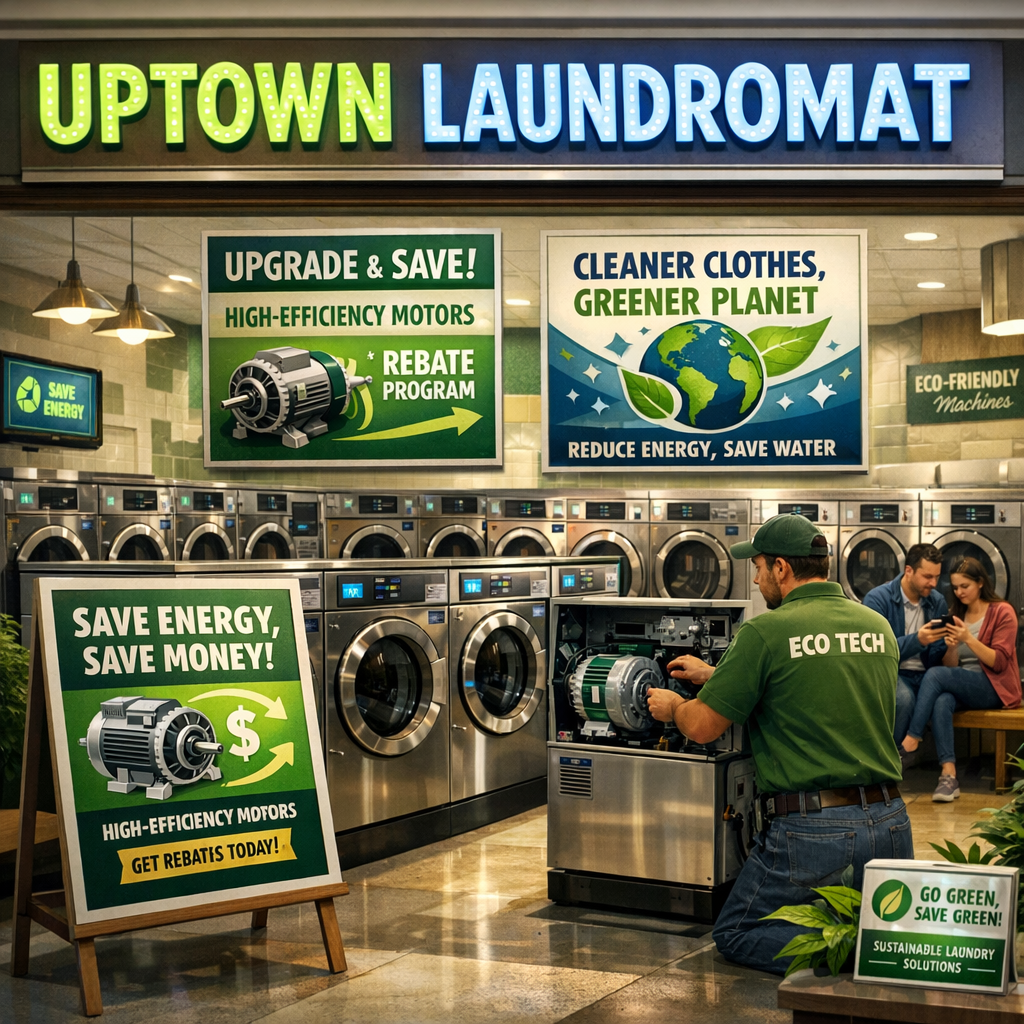 Finding ‘Hidden’ City Funds: Rebates for High-Efficiency Laundromat Motor Upgrades