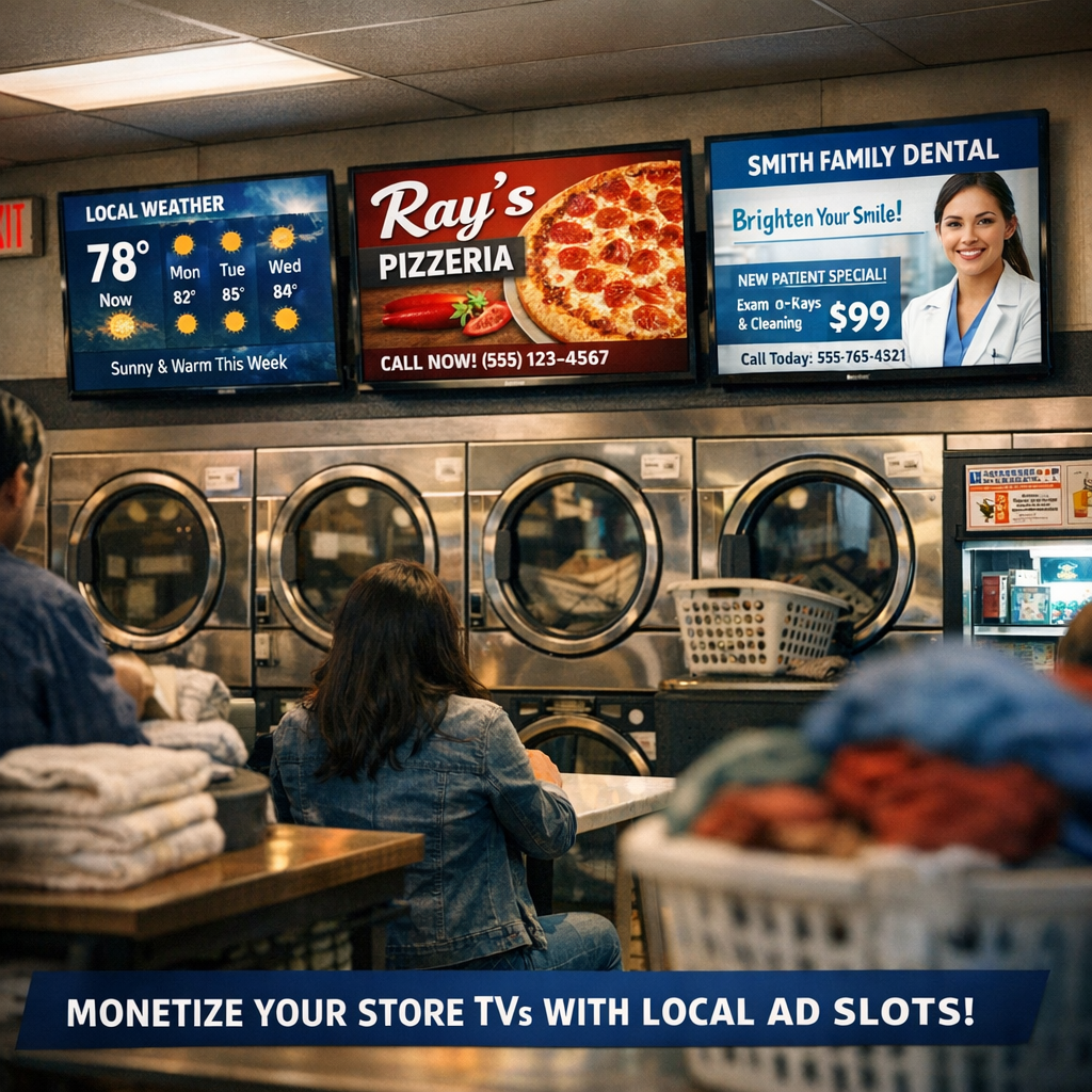 Laundromat Digital Signage: Turning Your Store TVs into Local Ad Networks