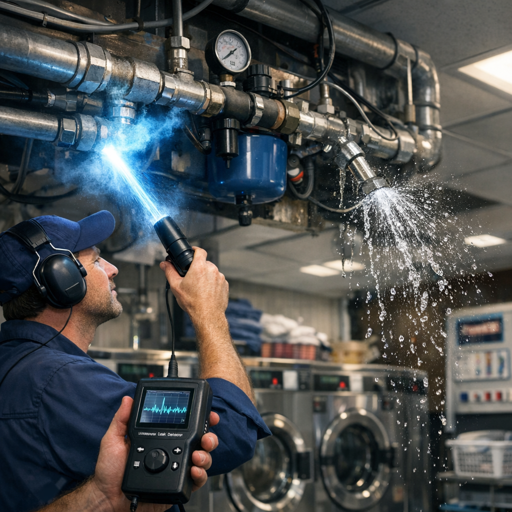 Ultrasonic Leak Detection: Finding Compressed Air and Water Leaks in a Laundromat