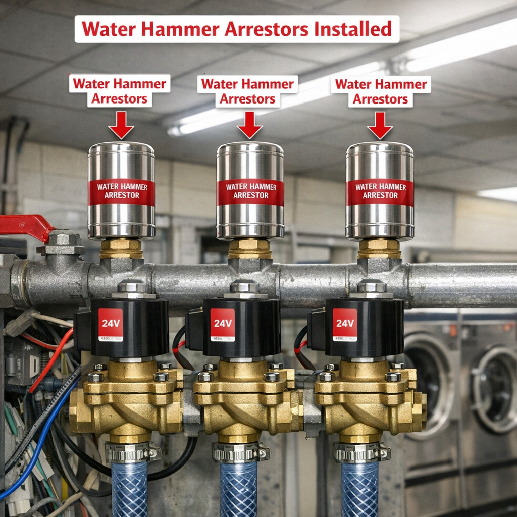 Water Hammer Prevention: Installing Arrestors to Protect Laundromat Solenoid Valves